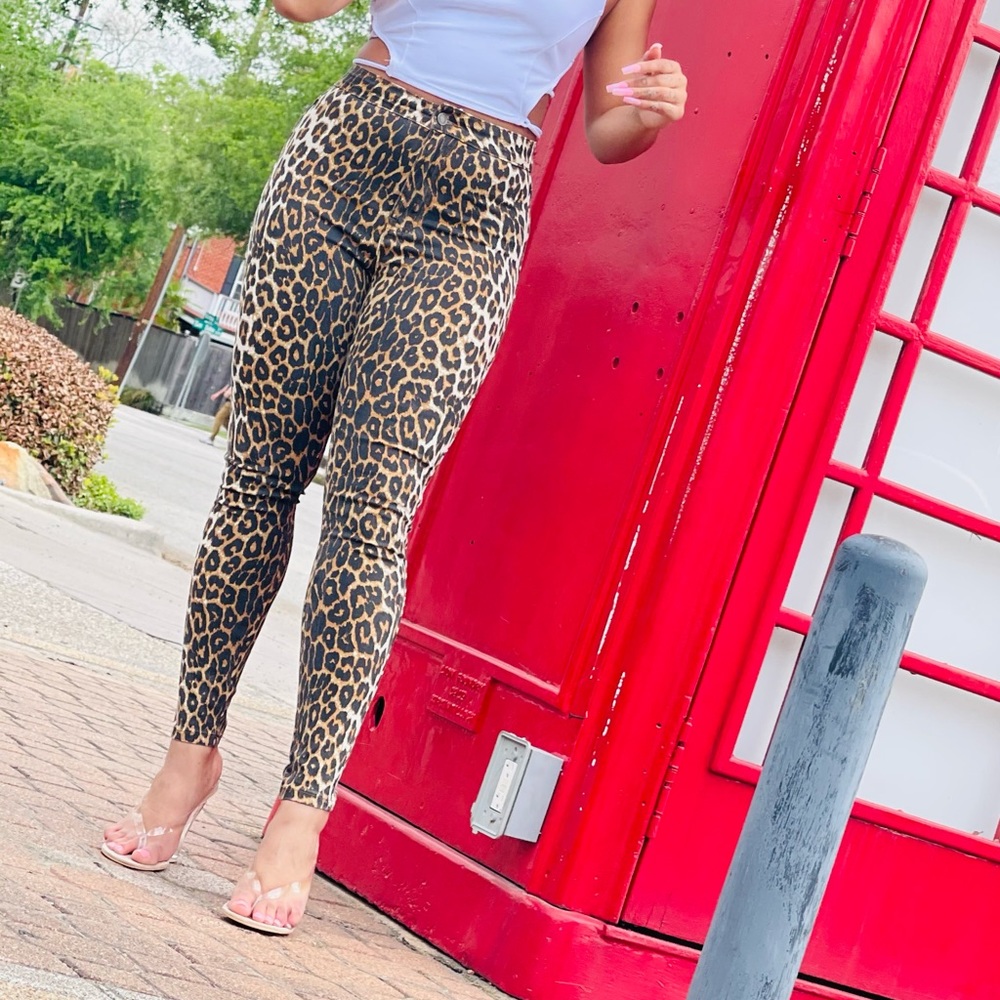 Leopard High Waist Skinny Jeans
